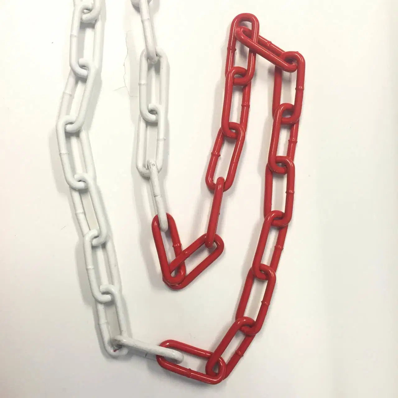 White and Red Warning Safety Welded Link Chain