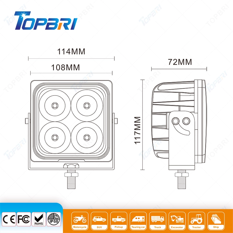 4X4 Accessories 40W CREE Trailer Lights LED Motorcycle Headlight