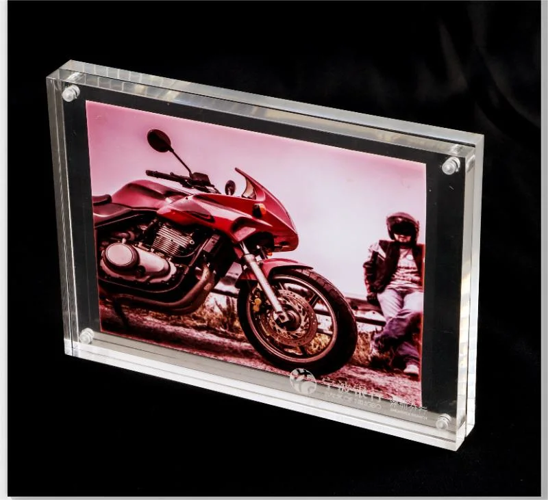 Cadre photo acrylique personnalisé, cadre photo magnétique sans cadre double face autoportant transparent.