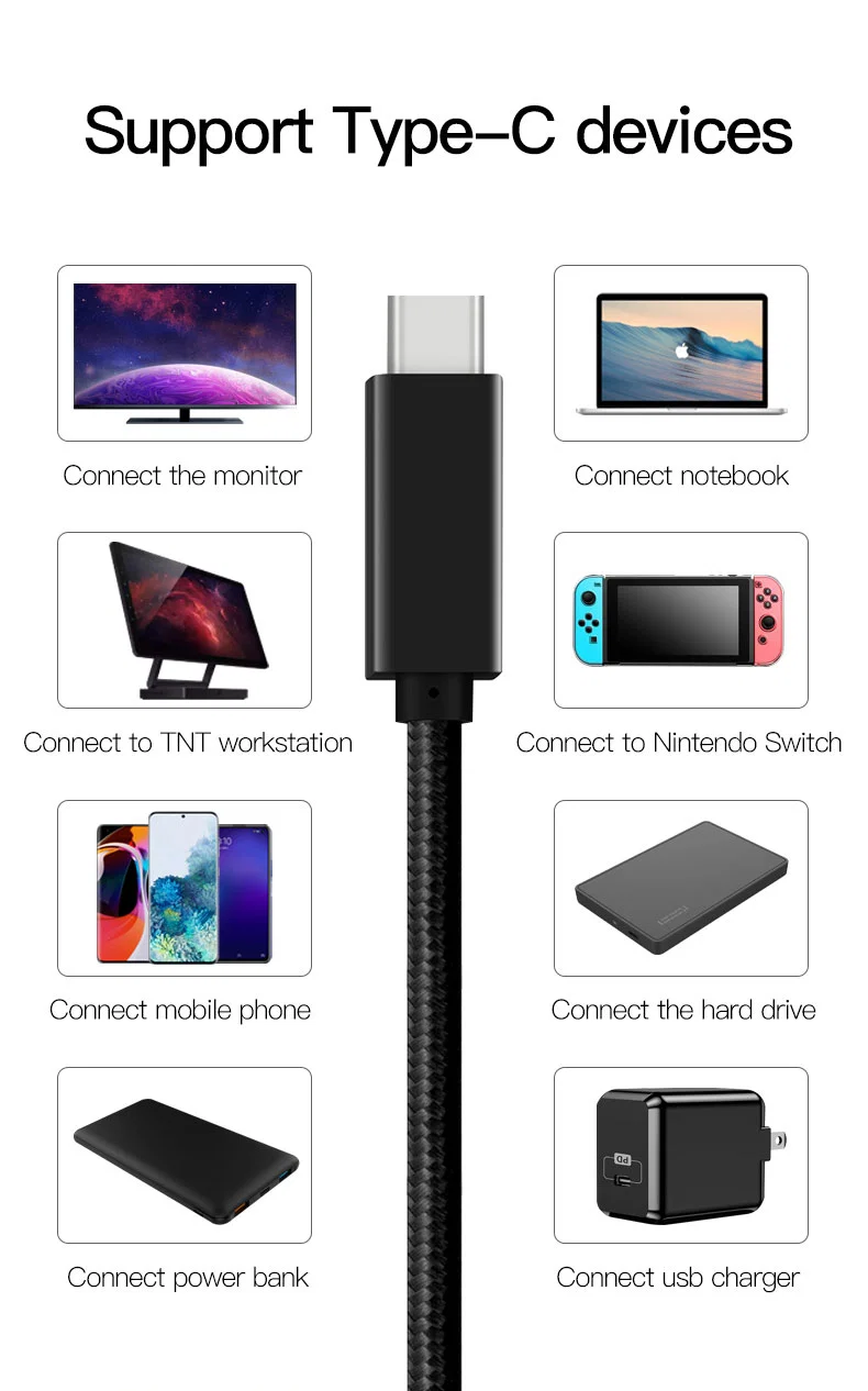 Pd 100W 20V 5A Support 4K Audio Video 10gbps Transfer Speed USB 3.1 Gen2 Type C to Type C Cable