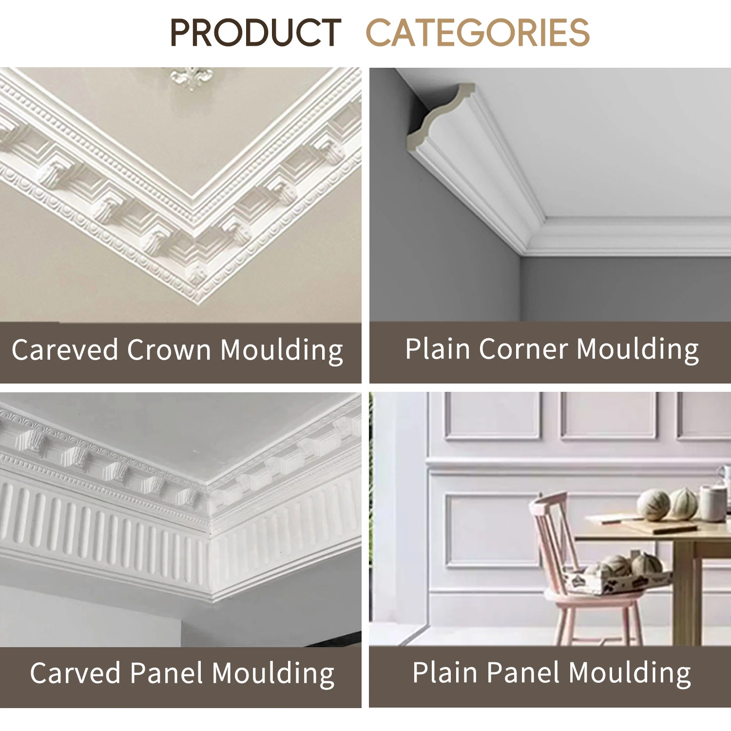 Competitive Price PU Flat Corner Decorative Strip Cornice for Home PU Interior Decoration