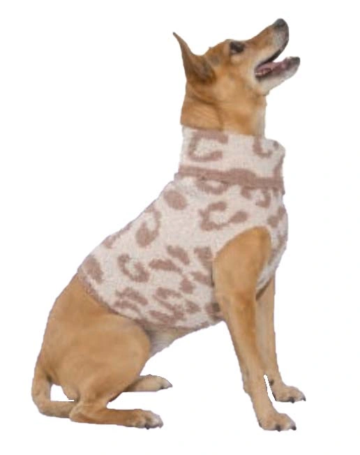 Camisola tricotada em malha de peluda macia e resistente de primavera em creme - Leopard Pet Dog