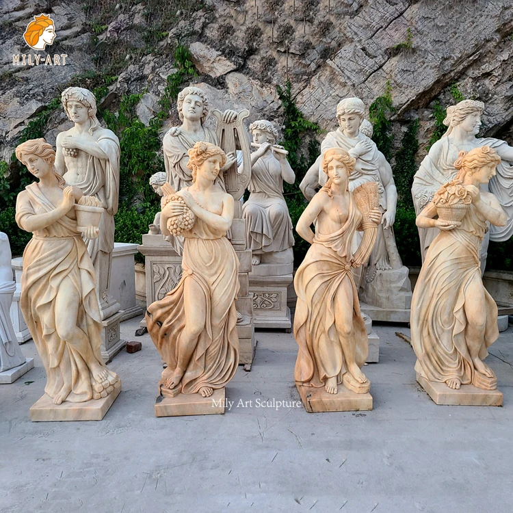 Cutomized Hand Carved Nature Stone Greek Marble Four Seasons Sculpture