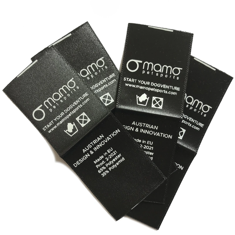 OEM Design Black Based on White Ltters Washing Care Label Center Fold Printed Label