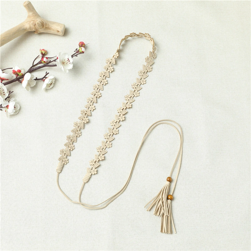 Retro Fashion Belt for Women Lady with Wax String and Glass Bugles, Resin Beads Bl-2014