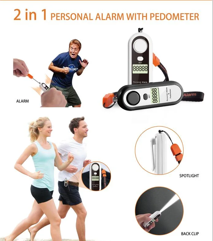 Anti Attack Personal Alarm Siren with Pedometer and LED 125dB