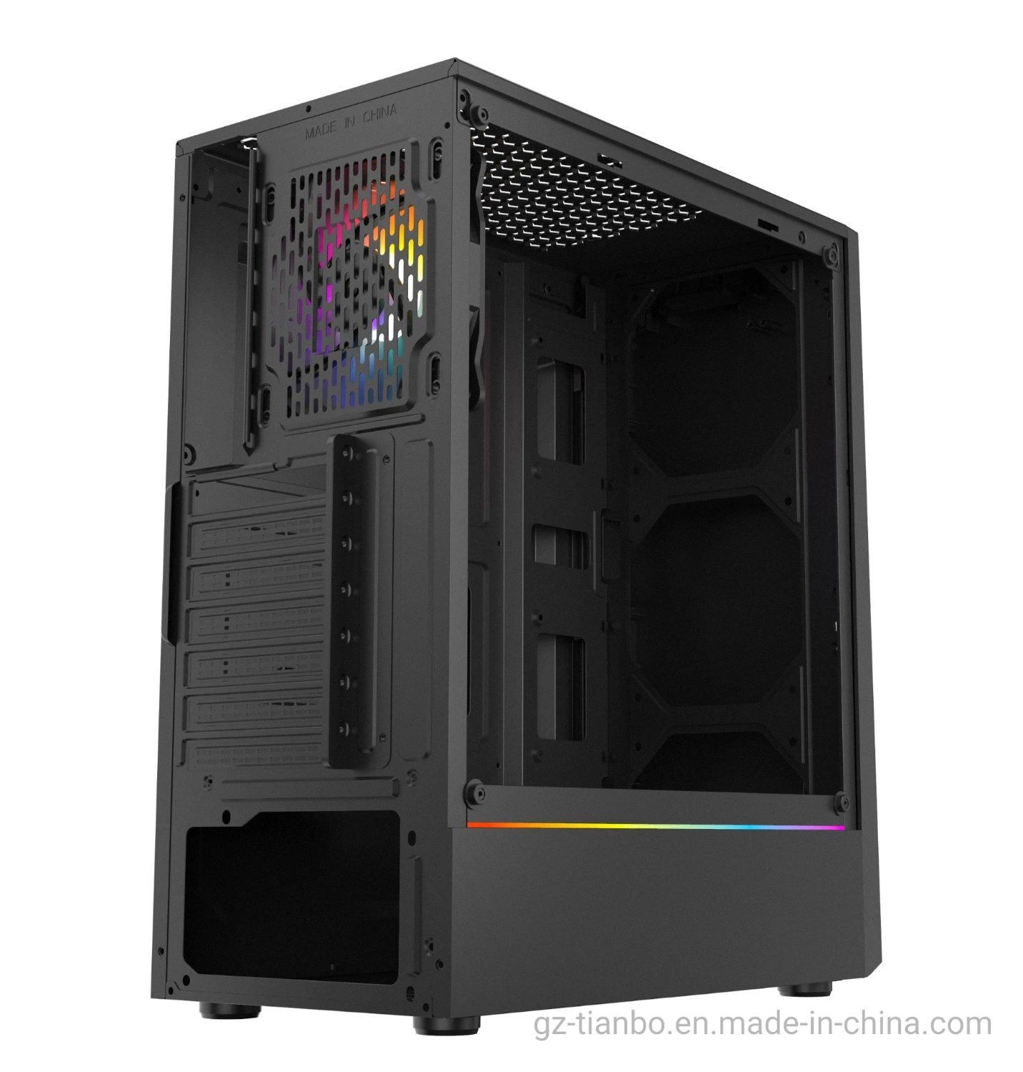 Façade en plastique Destop ATX Gaming Computer cas avec les fans de Argb