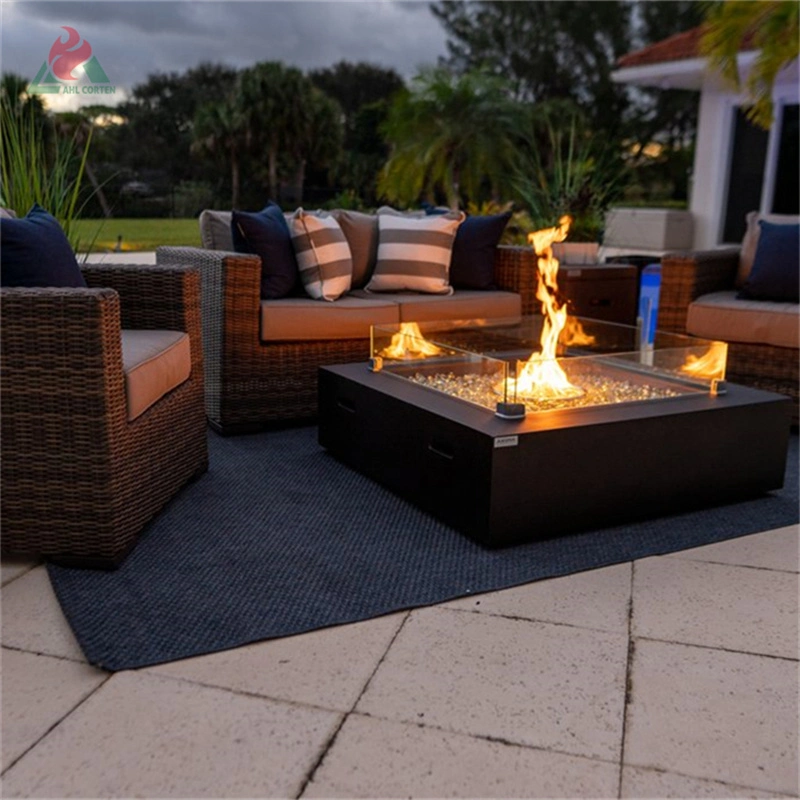 Natural Gas Fire Pit Table Outdoor Corten Steel Fire Pit Propane Gas Heater Camping