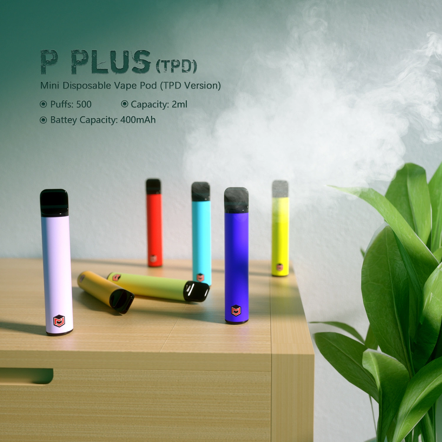 500 Puffs 400mAh TPD registrado P Plus desechable VAPE Pen E-Cigarette Atomizer