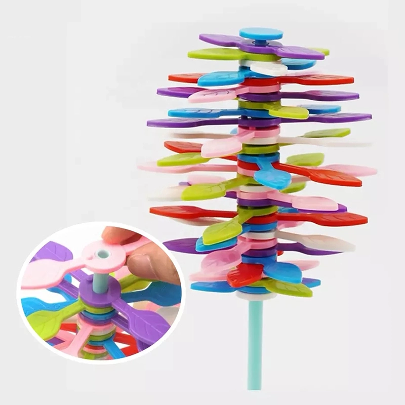 Tombotoys Fidget Toys Magical Rotation Lollipop 35PCS Fibonacci Sequence Spiral Rotation Tree Stress Reliever Toys for Kids