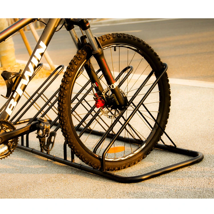 Floor Mounted 6 Space Saving Carbon Steel Bicycle Parking Frame