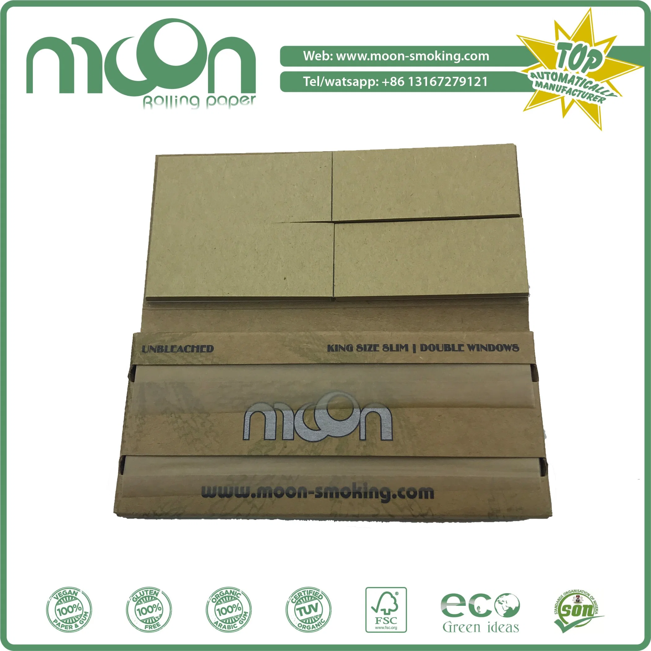 2in1 OEM King Size Slim Natural Arabic Gum Filter Rolling Paper