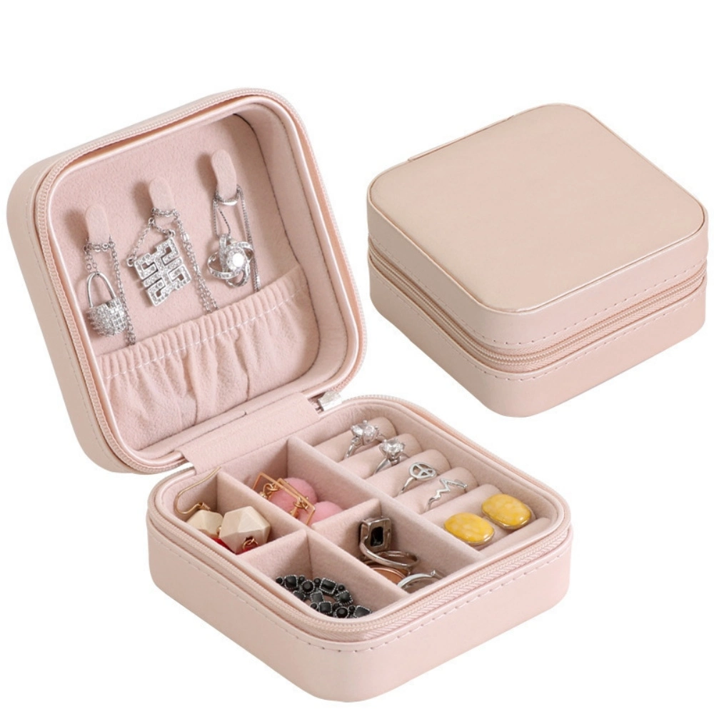 Cheap Portable Small Size Ring Case Square Earrings Packing Cases Jewel Organizer PU Leather Jewelry Case