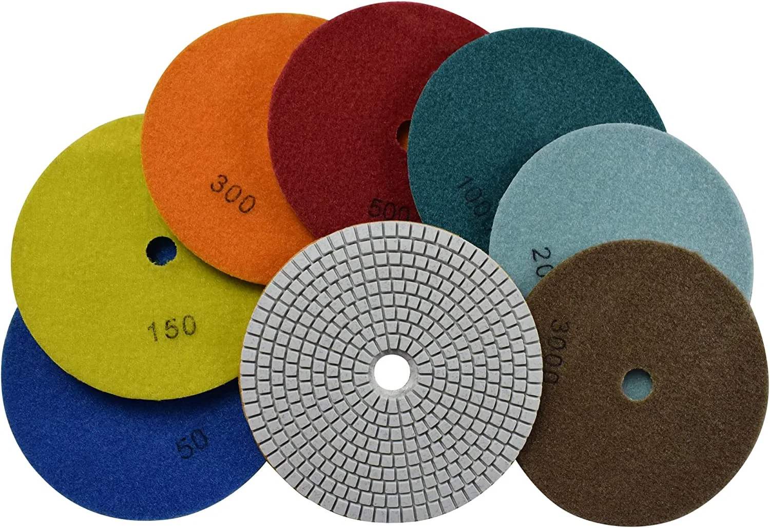 Diamond Polishing Pad Wet Sandpaper Tool 6 Inch for Grinding Stone Marble Granite Pack of 7 PCS