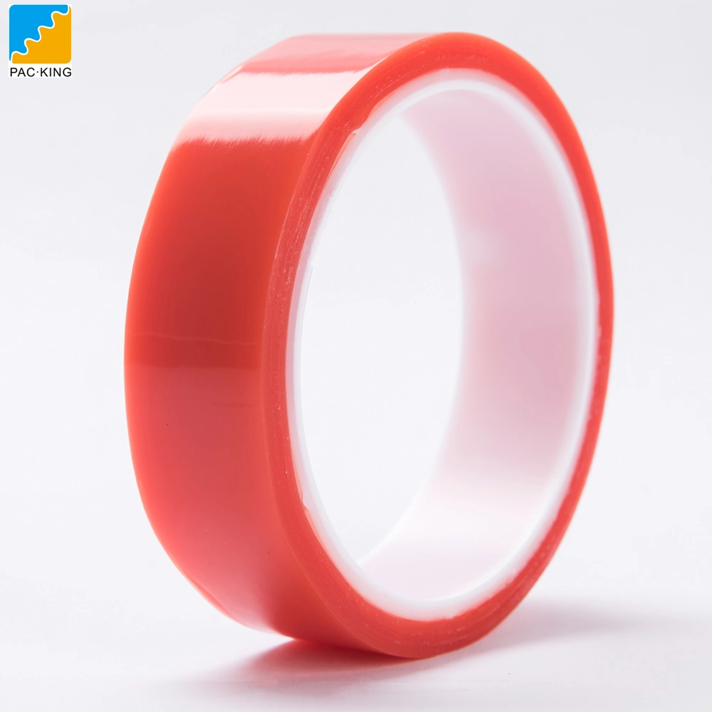 Adhesivo transparente de PET de doble cara cinta con la película rojo Jumbo Roll
