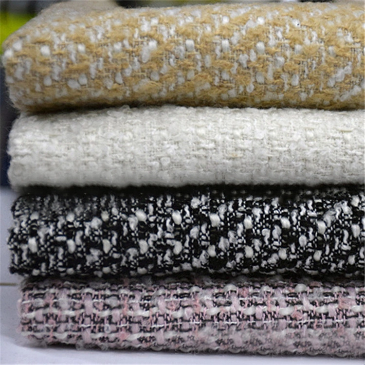 New Arrivals Existing Goods China Natural Splicing Stretchable Multicolor Wool Tweed Jacquard Fabric