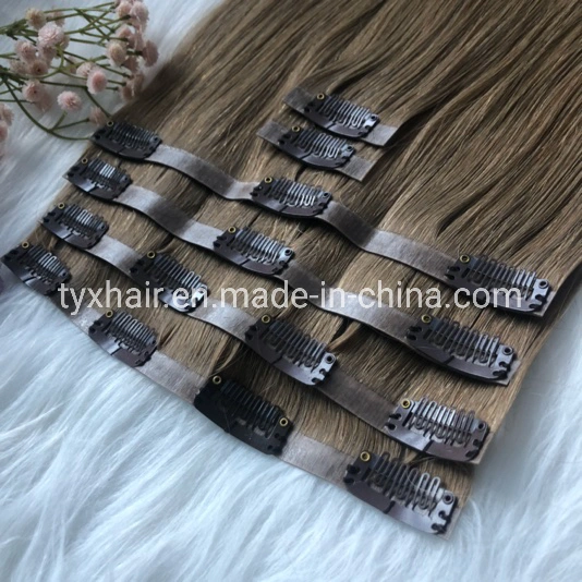 Hair Extension Real Human Hair Clip Hair in Seamless Hair Extension with PU Weft Trick Hair Bundle Natural Straight Hair Remy Hair