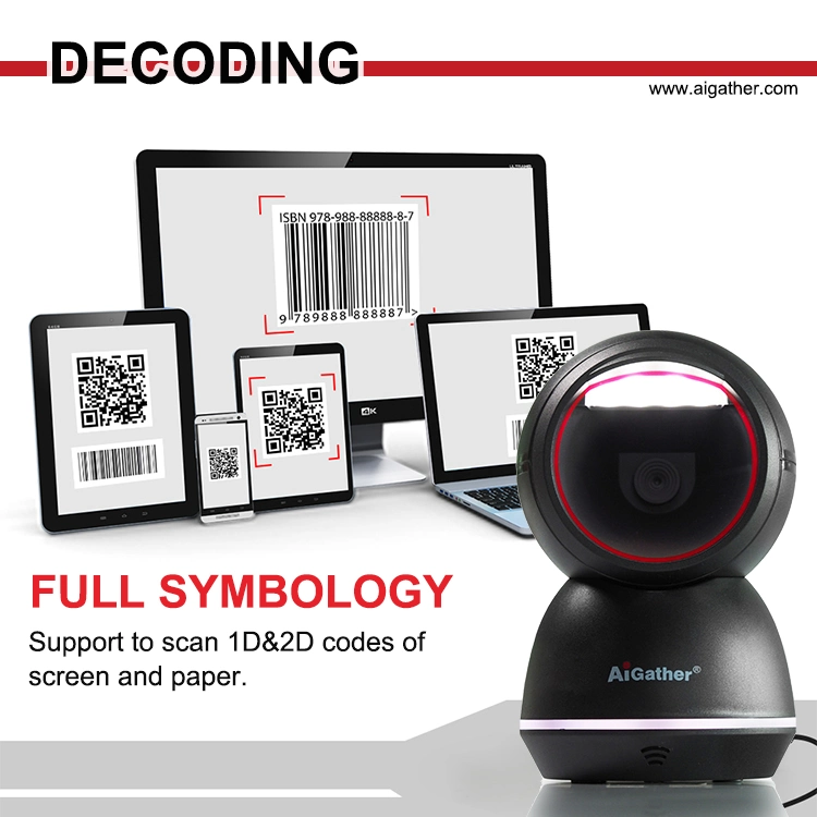 Mini Desktop 2D 1d Laser Super Market Barcode Scanner