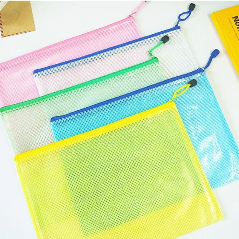 Mesh Zipper Pouch Document Bag, Plastic Zip File Folders in Colors, Zipper Bags for Organizing, Letter Size, A4 Size, for School, Board Games and Office