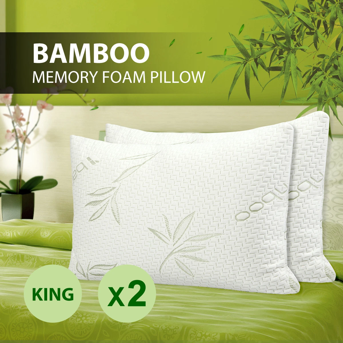 Shredded Memory Foam Pillow Bamboo Fabric King/Queen