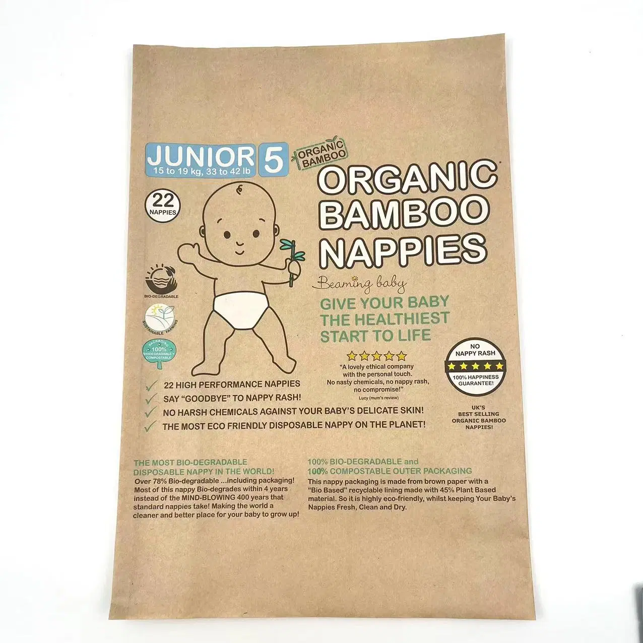 As fraldas para bebés composto de plástico de embalagem para dermatite das fraldas saco de papel Kraft