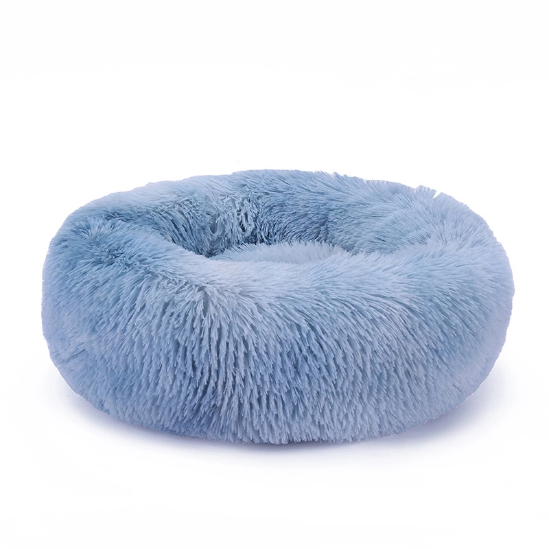 Neues Design Donut Cat Bed Plüsch Kunstpelz Hundebetten Katzen Komfortabel Warm Deep Sleep Pet Nest