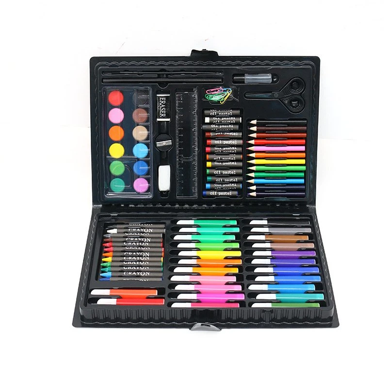 180 Pieces Drawing Art Box with Oil Pastels Crayons Colored Pencils for Children Double Sided Easel Art Set