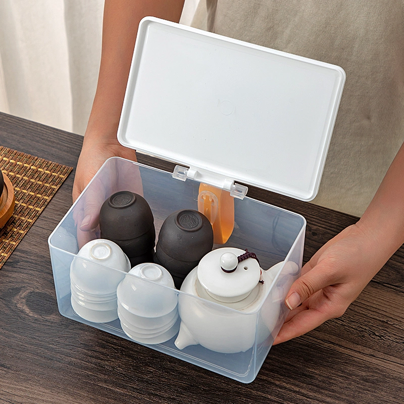 High quality/High cost performance  Tea Set Storage Box Plastic Dustprood and Waterproof Storage Box with Lid