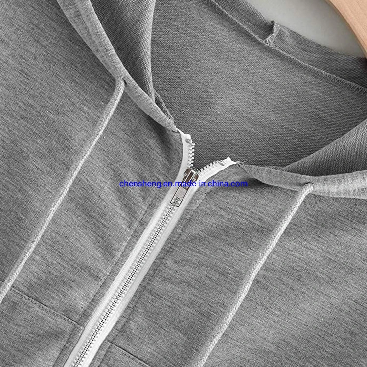 Custom Lady Fitness Cropped Hoodie Woman Zip up Fleece Hoody Jacket Ladies Long Sleeve Crop Top Zipper Hoodies