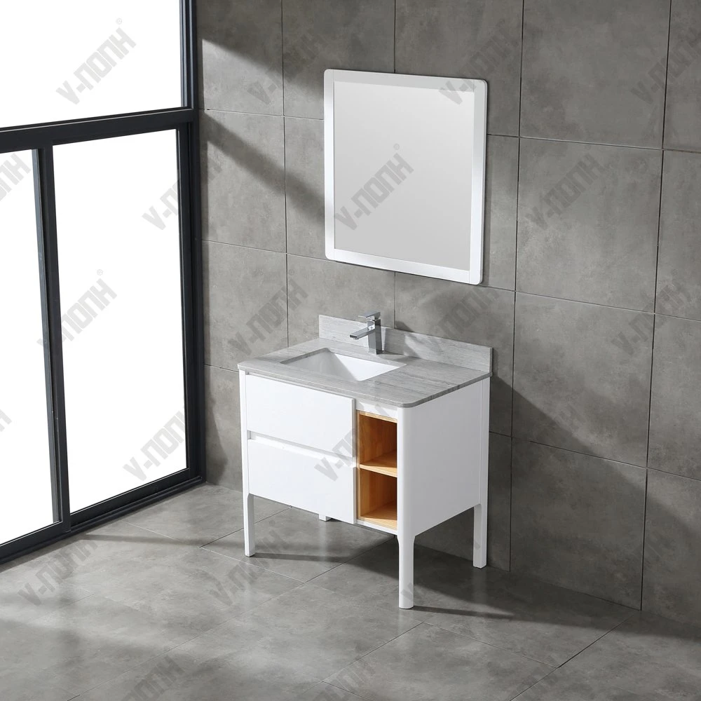 Commercial Modern Solid Wood Bathroom Vanity Sets with Side Cabinet