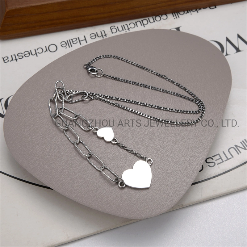 New Design Jewelry 925 Sterling Silver Hearts Casual Necklace Valentine Gift