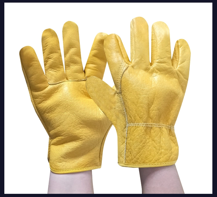 Good Price Goat Leather Yellow Welding Work Safety Glove Used Wildly Comfortable Keep Warm in Winter