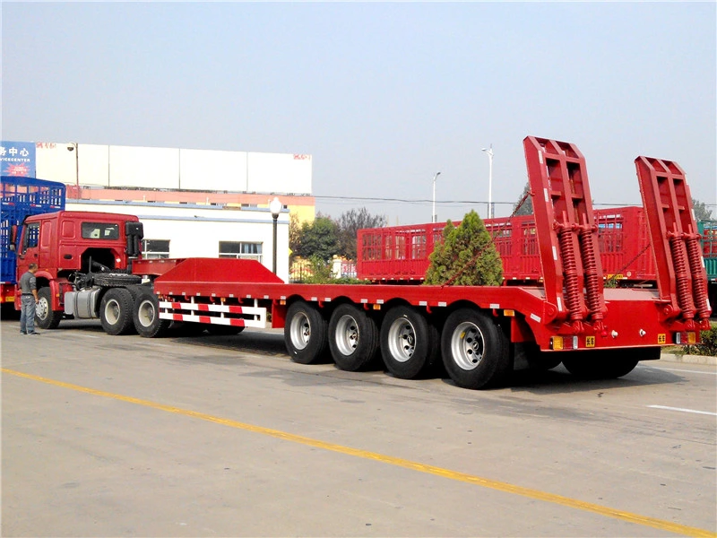 Factory Sale Heavy Duty 4 Axle Low Loader Trailer 60t 100t Lowbed Semi Trailer