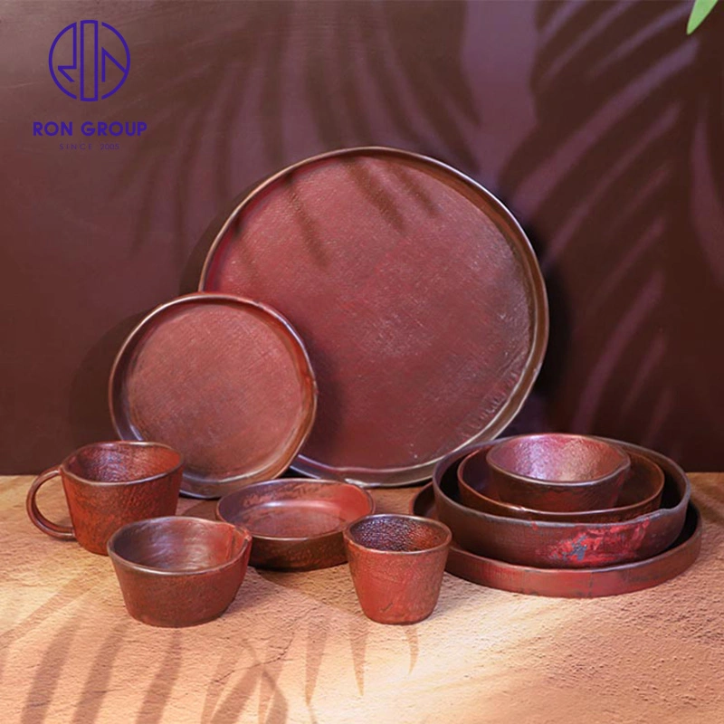 Precio al por mayor Hotel Ceramic Cena Oval Plato 9,2''/13,3'' Terracotta Plato