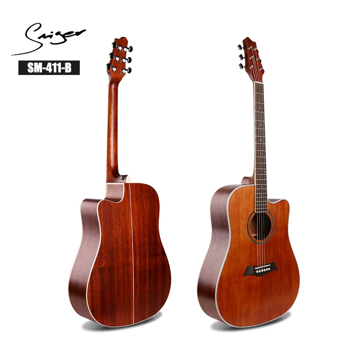 Proveedor Smiger chino de 41 pulgadas de corte Vintage Brown guitarra acústica Folk de buena calidad