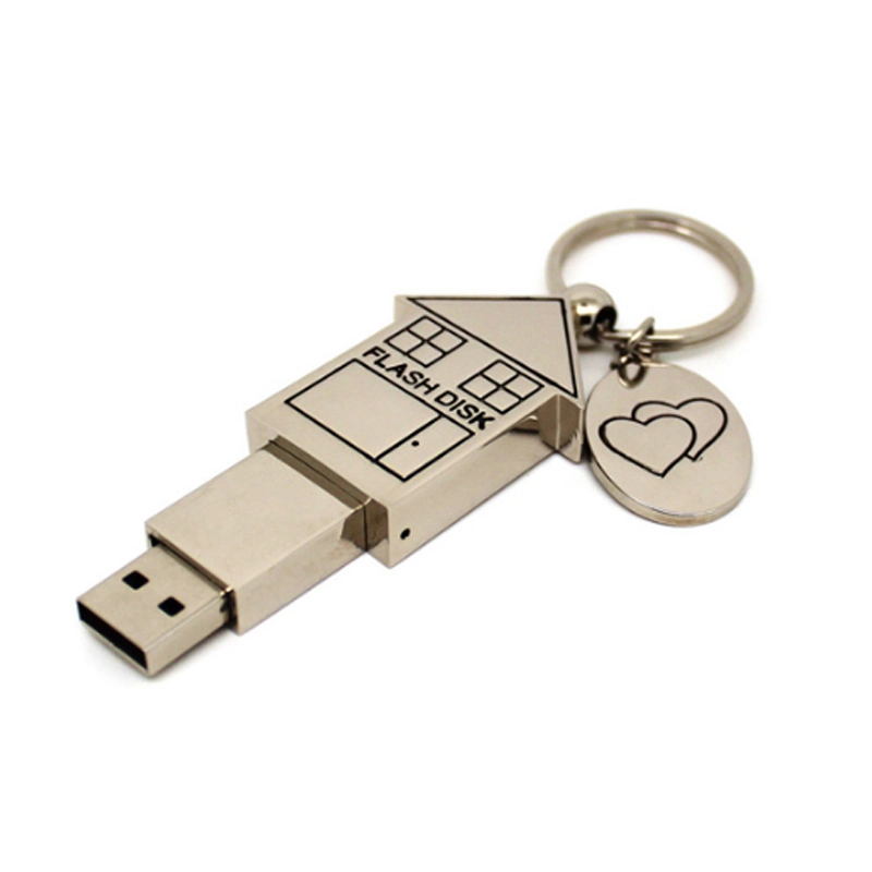 Nuevo disco de U 4GB 8GB 16 GB de memoria USB de metal de 32GB 64 GB pen drive USB 2.0 de Pen Drive USB Flash Drive con llavero