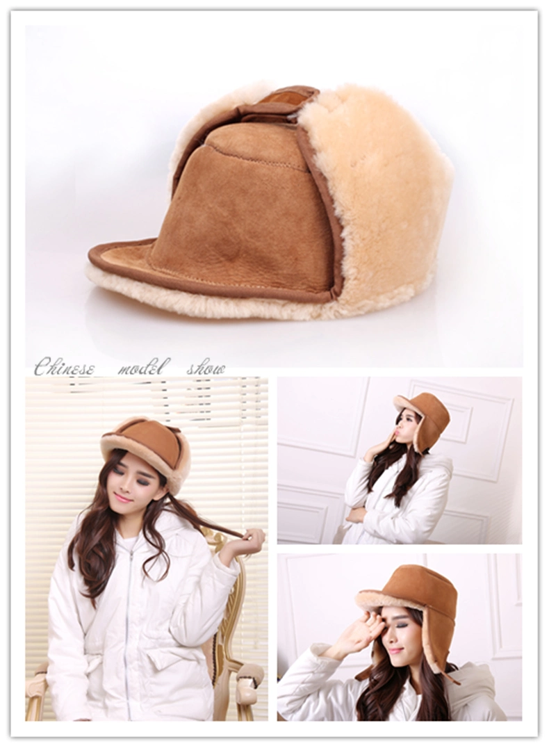 Hot Sale Sheepskin Double Face Ultimate Pilot Hats for Women