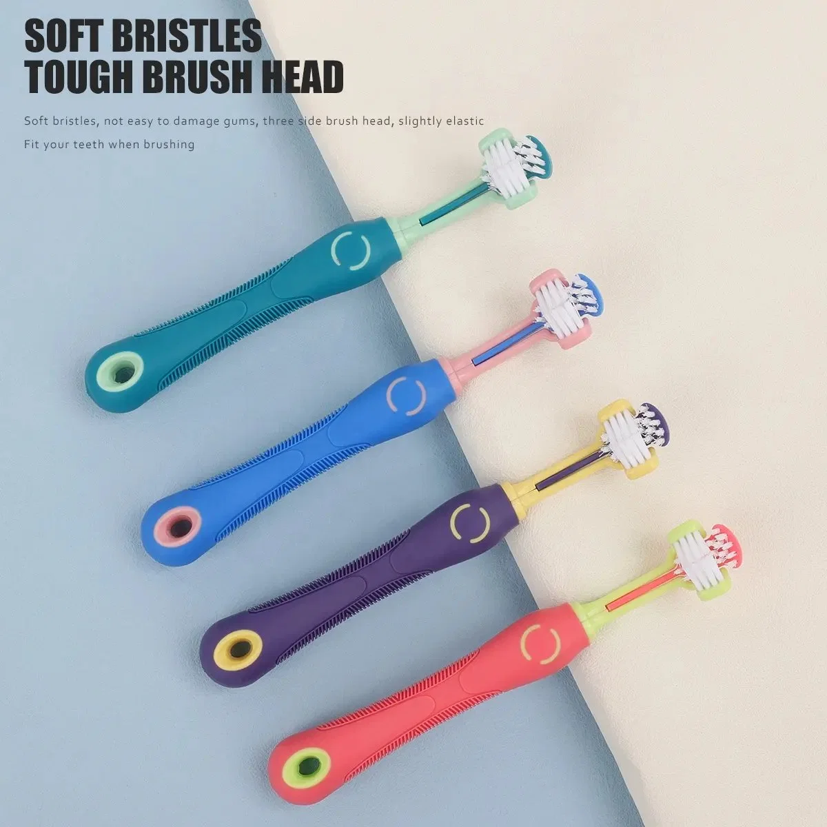 Nouveau Design Trois Têtes Brosse à Dents Souple pour le Soin Dentaire des Animaux de Compagnie