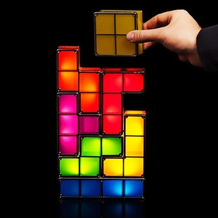 USB Rechargeable LED Tangram Puzzle Building Blocks LED Toy Night Light with Adaptor