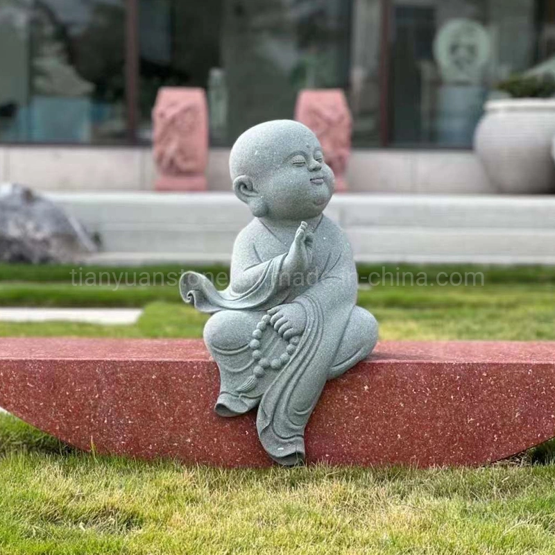 Estatua del bebé Buda Piedra durmiente pequeña estatua del monje para el aire libre Decoración de jardín