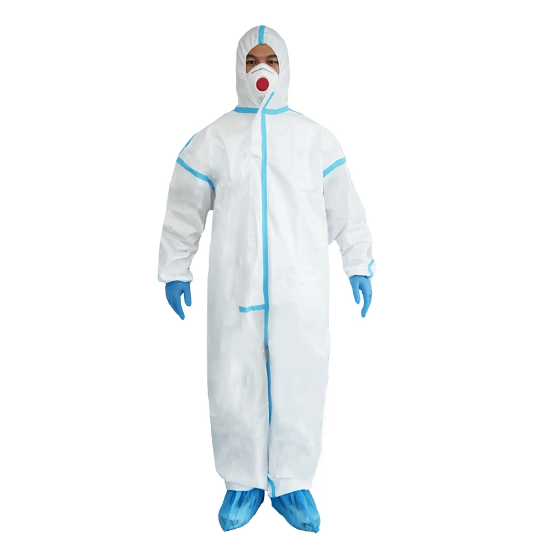 Protective Coverall with Tapes Disposable Microporous Non Woven with Certificates of CE ISO13685 FDA En14126