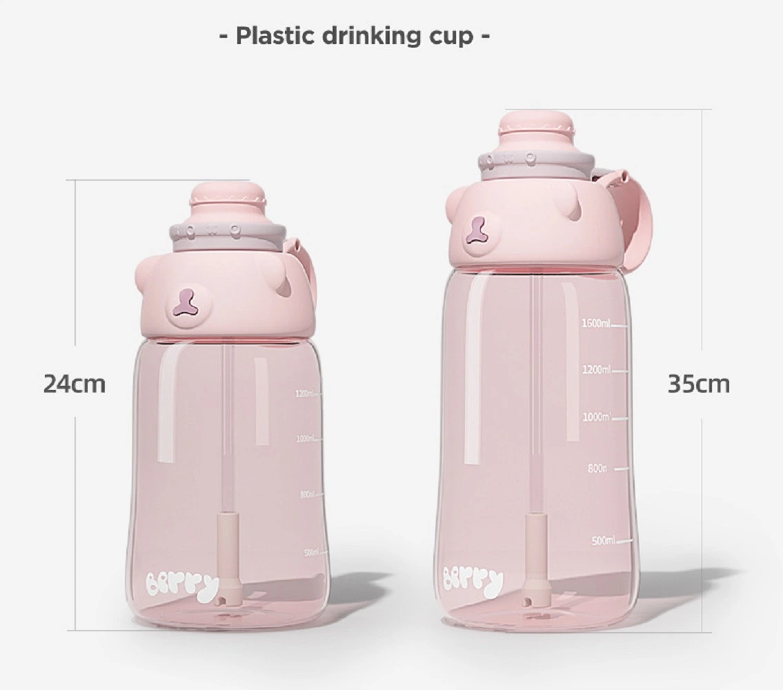 Large Water Bottle with Removable Straw BPA Free Reusable Drinking Container with Handle Wyz17846