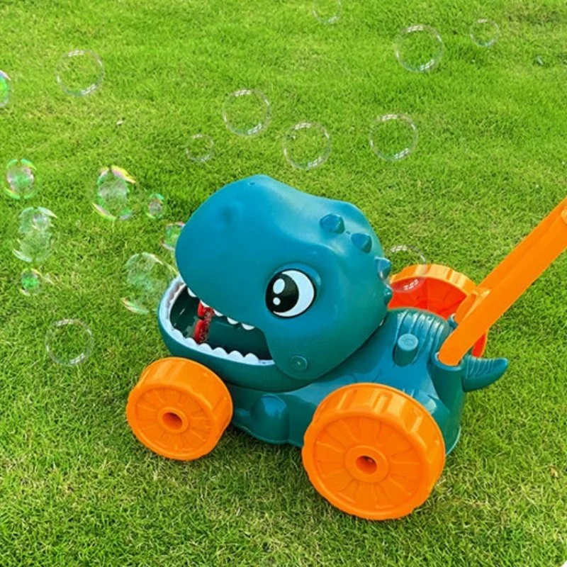 Hot Sale Lawn Mower Kids Toy Bubble Dinosaur Toys Bubble Machine Toy Outdoor Cart Toys