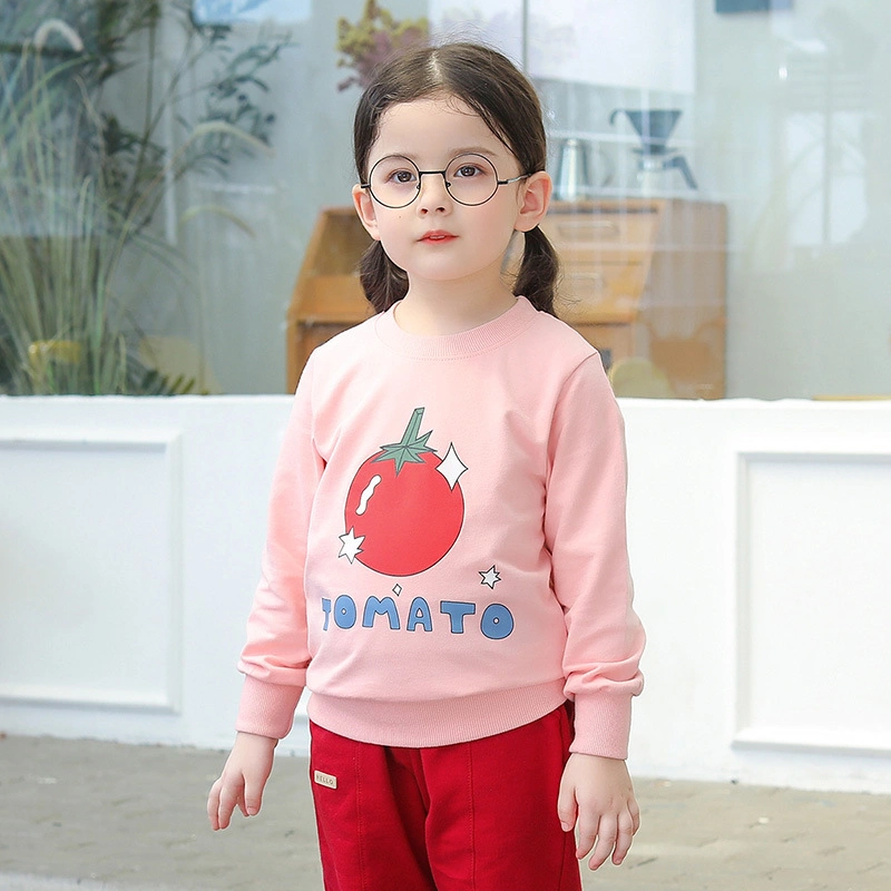 2022 Branded Children&prime; S Fall New Girl&prime; S Round Neck Long Sleeve Pullover