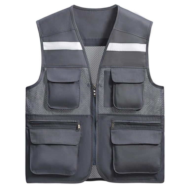 Outdoor Pure Color Safety Breathable Mesh Man Workwear Vest