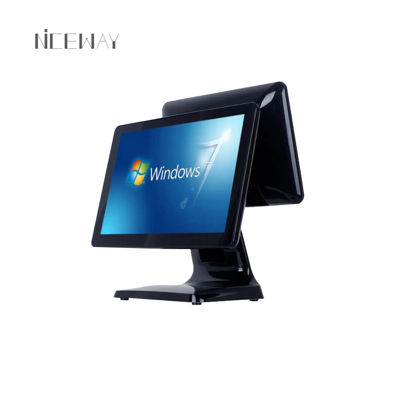 Todo en uno de 15 pulgadas Windows POS punto terminal de sistema de ventas con 12 pulgadas de pantalla LCD