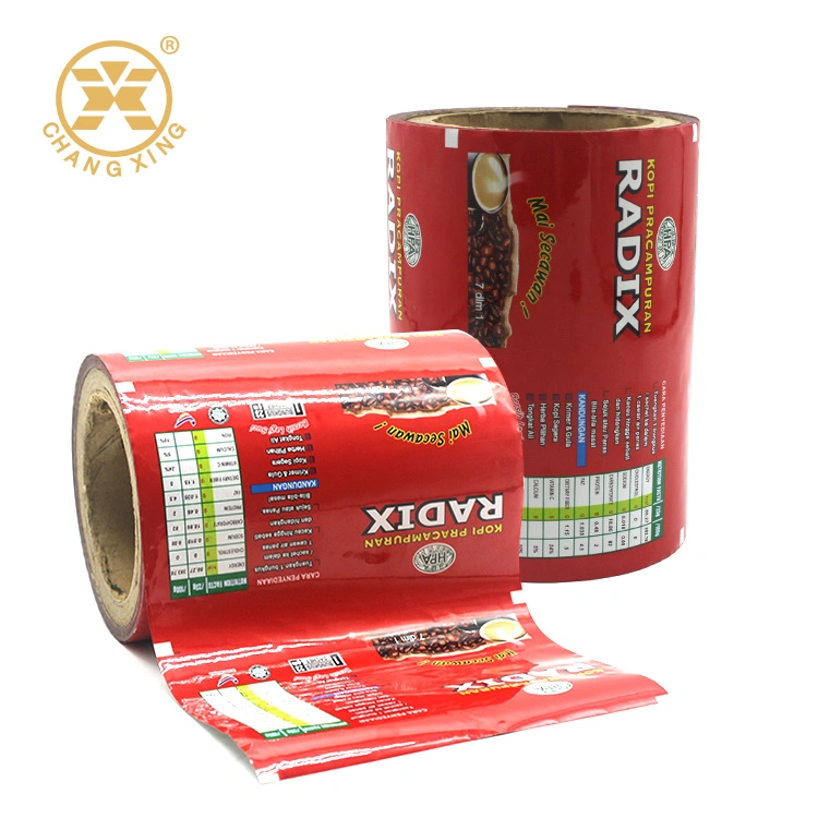 China Hot Custom Size Color Printed Food Packing Film Bag Roll, Plastic Film for Coffee Chocolate Chips Drinking