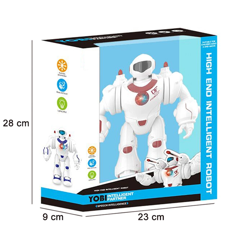 Kids B/O Electric Intelligent Humanoid Robot Toy with Light and Music Automatic Launch Function Battery Operated Robot Toys Educational Robots Toy