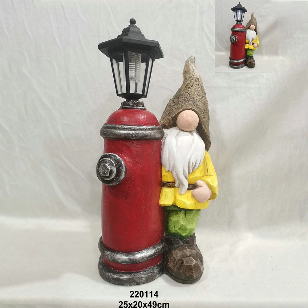 Solar Light Fiberclay Gnome Sculpture pour la maison jardin ornement