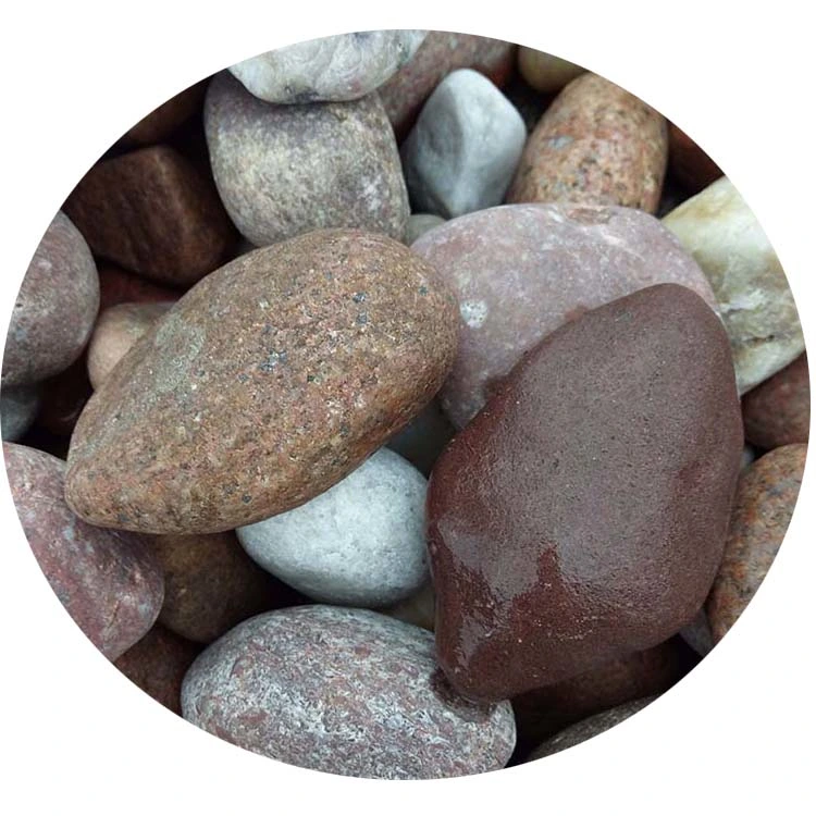 Pavimentadora de rocas de río natural pulido de cantos rodados de piedras de colores para decorar